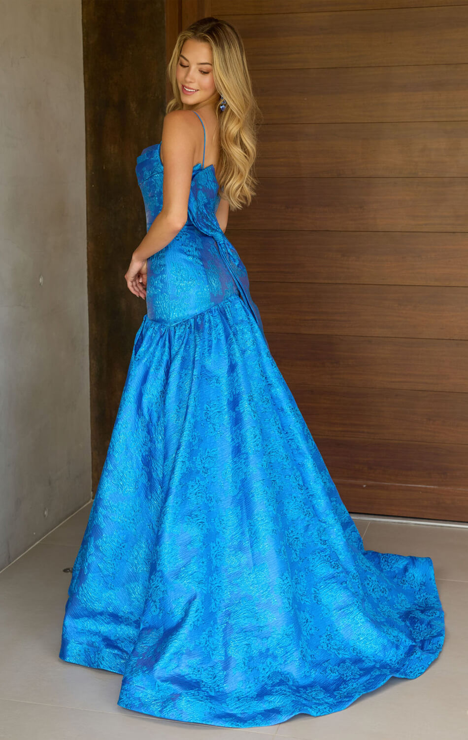26419 - Ava Presley - Metallic Brocade Gown With Bow