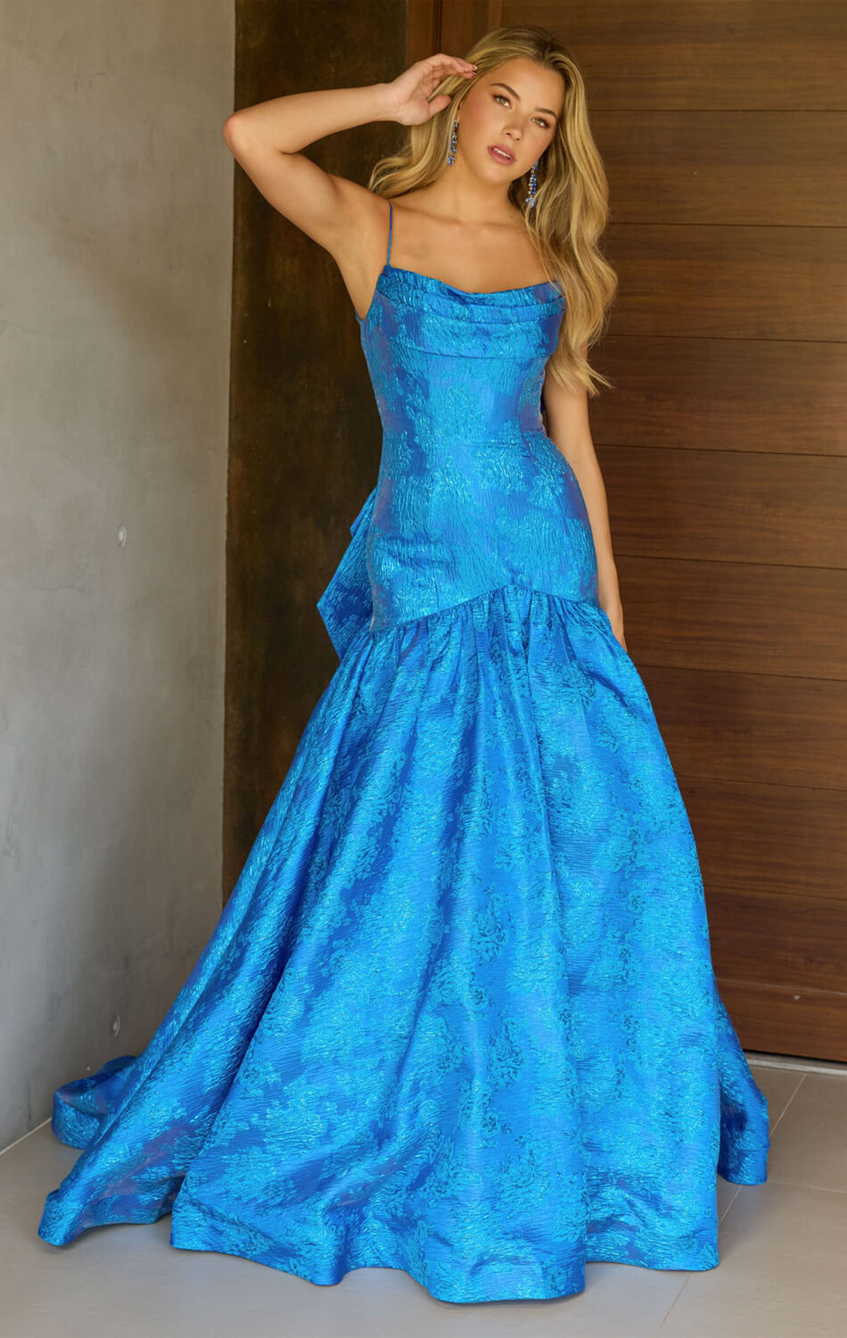 26419 - Ava Presley - Metallic Brocade Gown With Bow