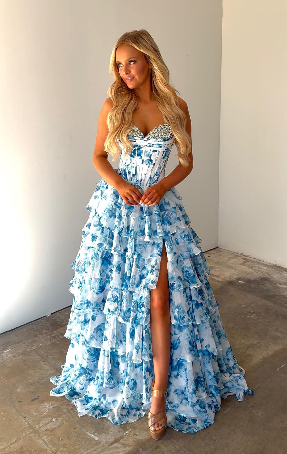 26441 - Ava Presley - Floral Ruffle Ball Gown