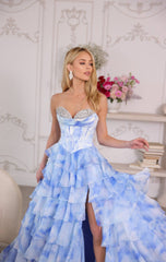 26442 - Ava Presley - Watercolor Layered Ball Gown