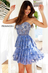 4263 - Primavera - Ruffle Skirt Short Beaded Dress