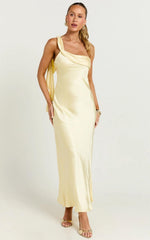 Blaine Maxi Dress - Butter Yellow Satin Slip Dress