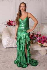 47101 - Ava Presley - Metallic Mermaid Ruffle Dress
