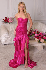 47103 - Ava Presley - Metallic Ruffle Mermaid Dress