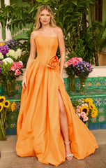47204 - Ava Presley - Taffeta Ball Gown With Rosette Detail