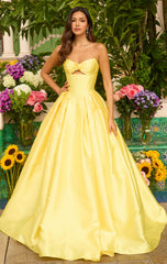 47223 - Ava Presley - Satin Ball Gown With Corset Bodice
