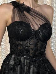A1053 - Leila One Shoulder A-Line Tulle Gown - Andrea & Leo