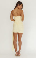 DARIA ASYMMETRICAL MINI DRESS - SOFT YELLOW