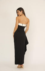 Amanda Black & White Strapless Maxi Dress
