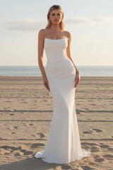HAVANA GOWN - STRAPLESS CHIFFON DRESS - OFF WHITE