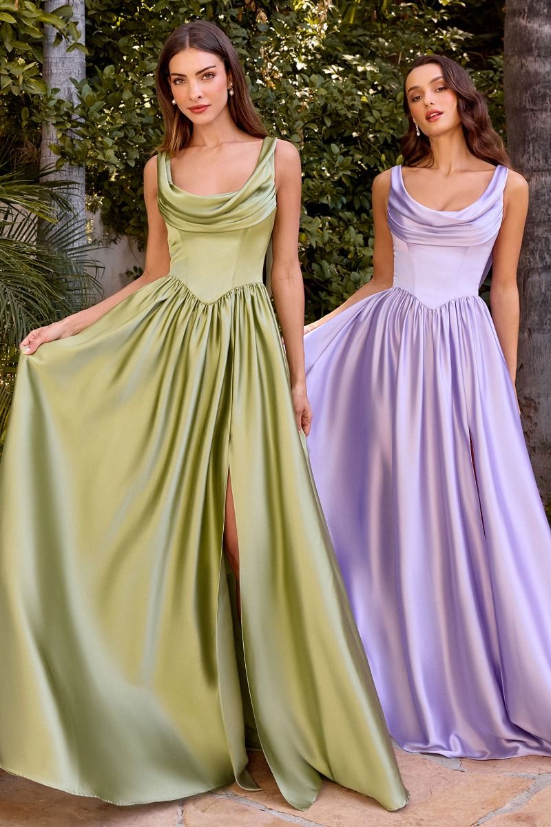 BEATRICE GOWN - A-LINE DRESS WITH DRAPED COWL BACK