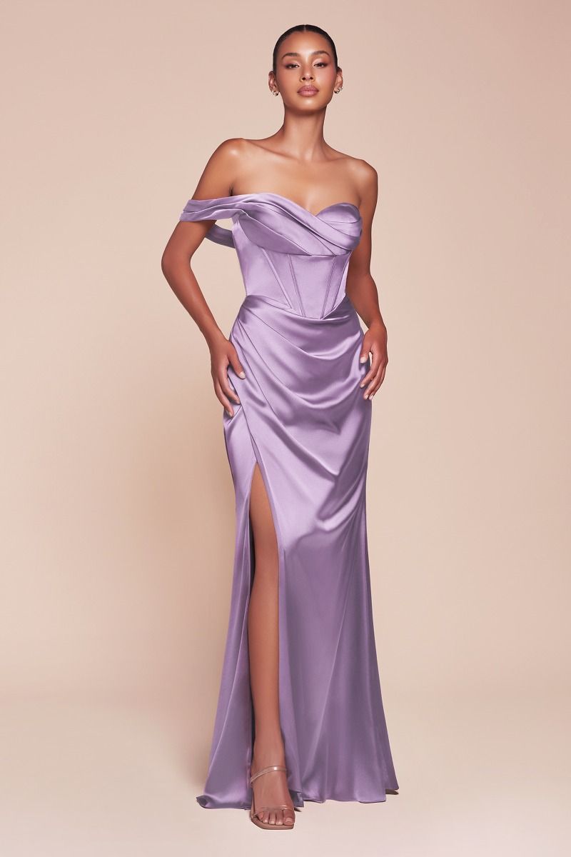 AUDRA GOWN - ONE SHOULDER LUXE SATIN CORSET DRESS