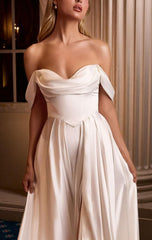 BELINDA GOWN - OFF WHITE A-LINE DRESS WITH CORSET BACK