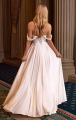 BELINDA GOWN - OFF WHITE A-LINE DRESS WITH CORSET BACK