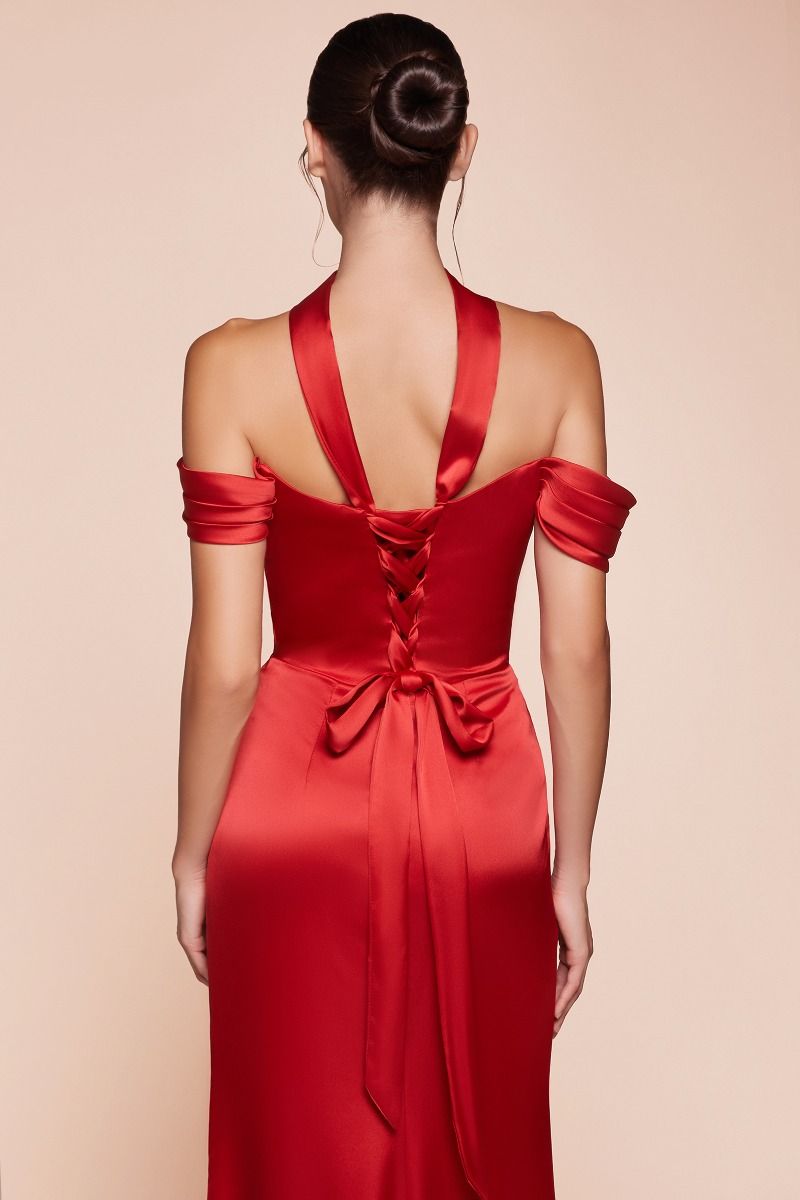 EMERSON GOWN - OFF THE SHOULDER LUXE SATIN DRESS