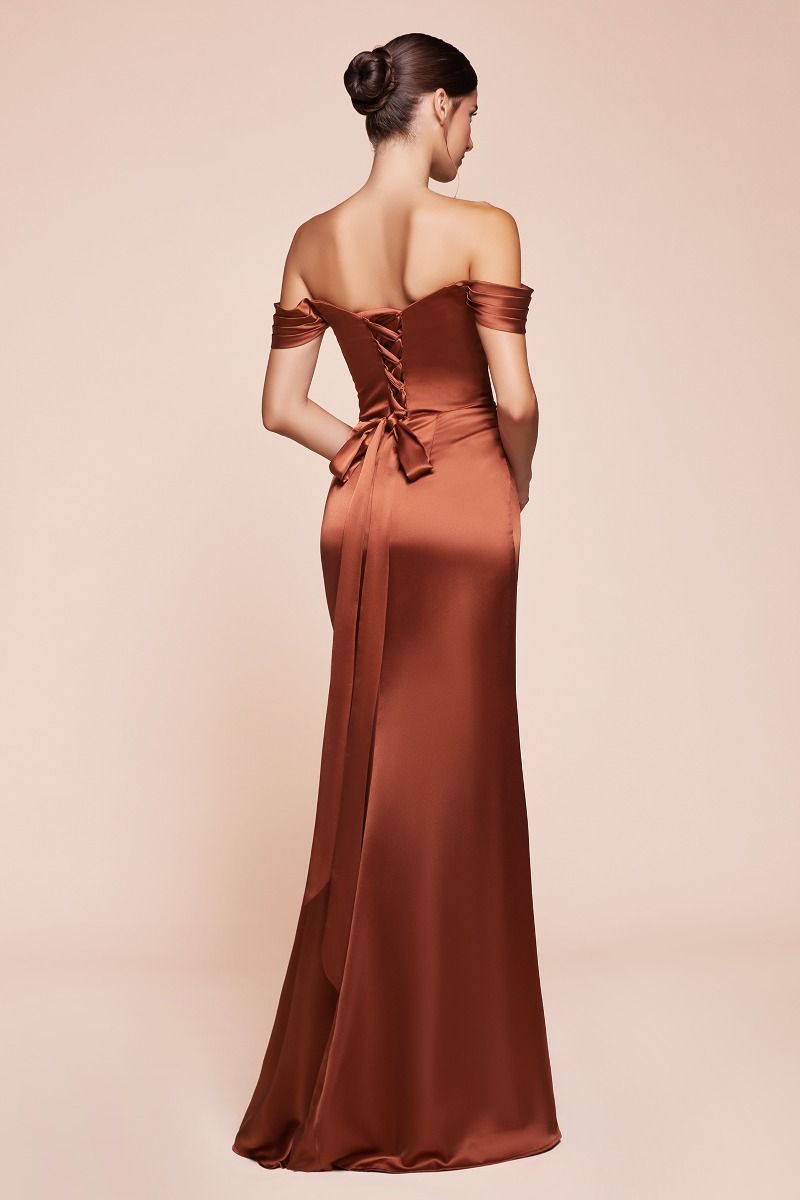 EMERSON GOWN - OFF THE SHOULDER LUXE SATIN DRESS