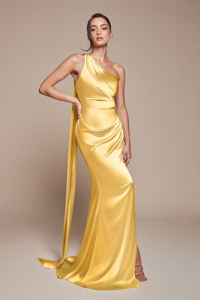 BRYCE GOWN - ONE SHOULDER LUXE SATIN DRESS
