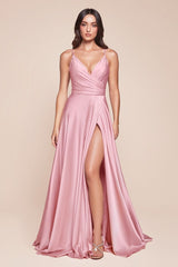 ERICA GOWN - SOFT SATIN A-LINE DRESS