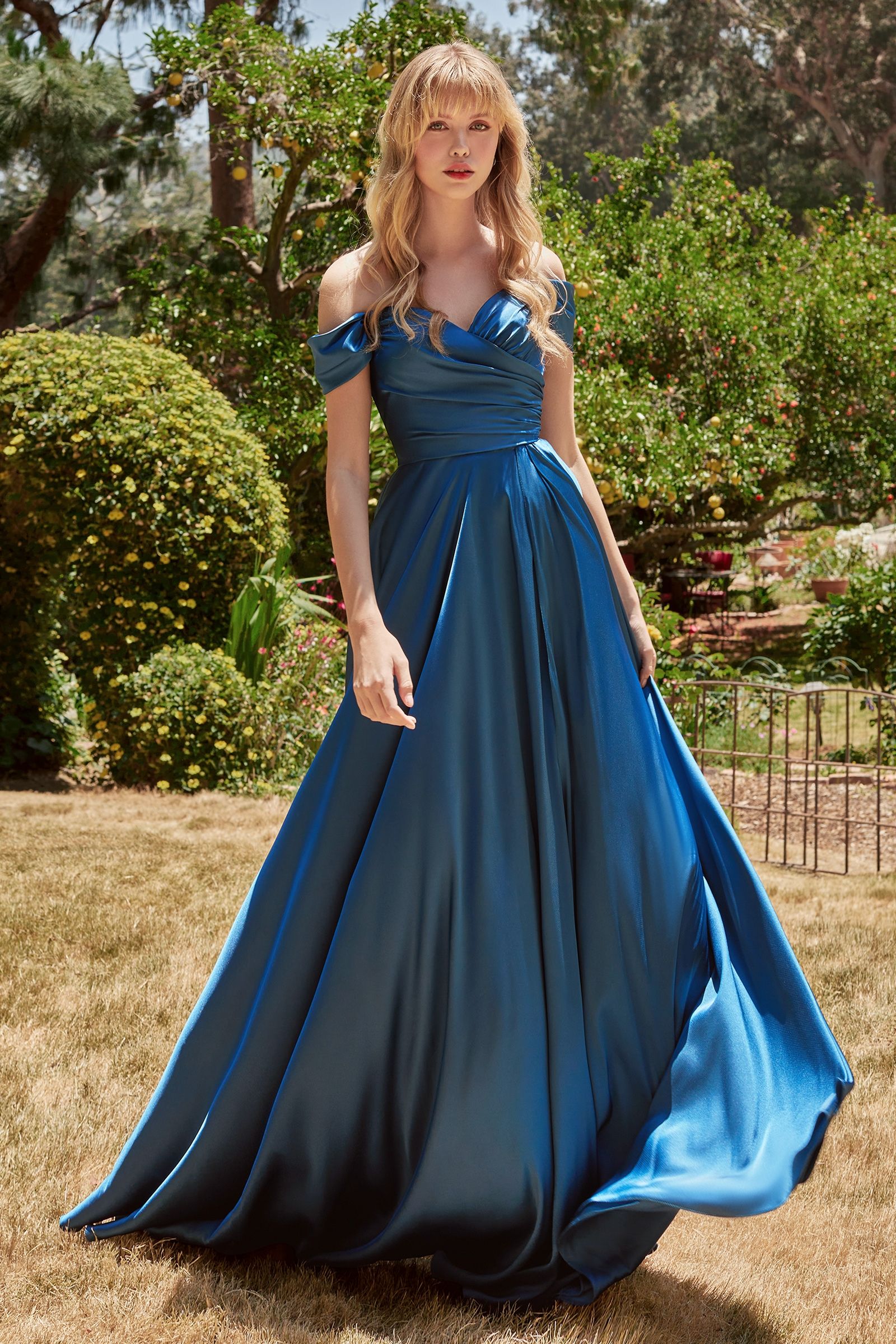 JILLIAN GOWN - A-LINE SOFT SATIN OFF THE SHOULDER DRESS