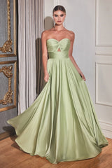 Madigan Gown - STRAPLESS A-LINE SOFT SATIN KEYHOLE DRESS