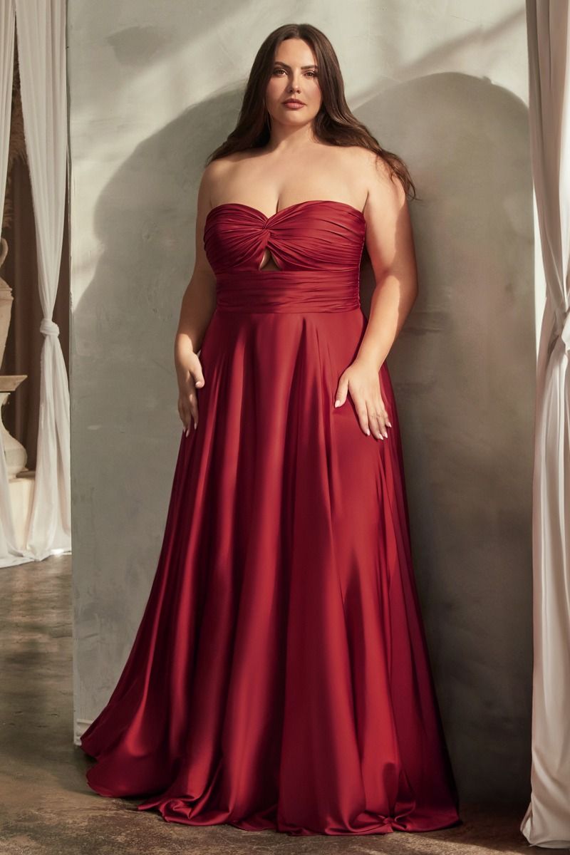 Madigan Gown - STRAPLESS A-LINE SOFT SATIN KEYHOLE DRESS