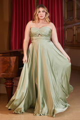 Madigan Gown - STRAPLESS A-LINE SOFT SATIN KEYHOLE DRESS