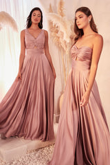 Marlena Gown - A-Line Keyhole Soft Satin Dress