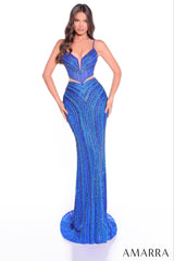 89055 - Amarra - Sequin V-Neck Sheath Prom Dress