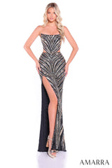 89109 - Amarra - Strapless Geometric Sequin Prom Dress