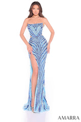 89109 - Amarra - Strapless Geometric Sequin Prom Dress