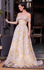 A1466 - FLORAL PRINTED OFF THE SHOULDER A-LINE DRESS - Andrea & Leo