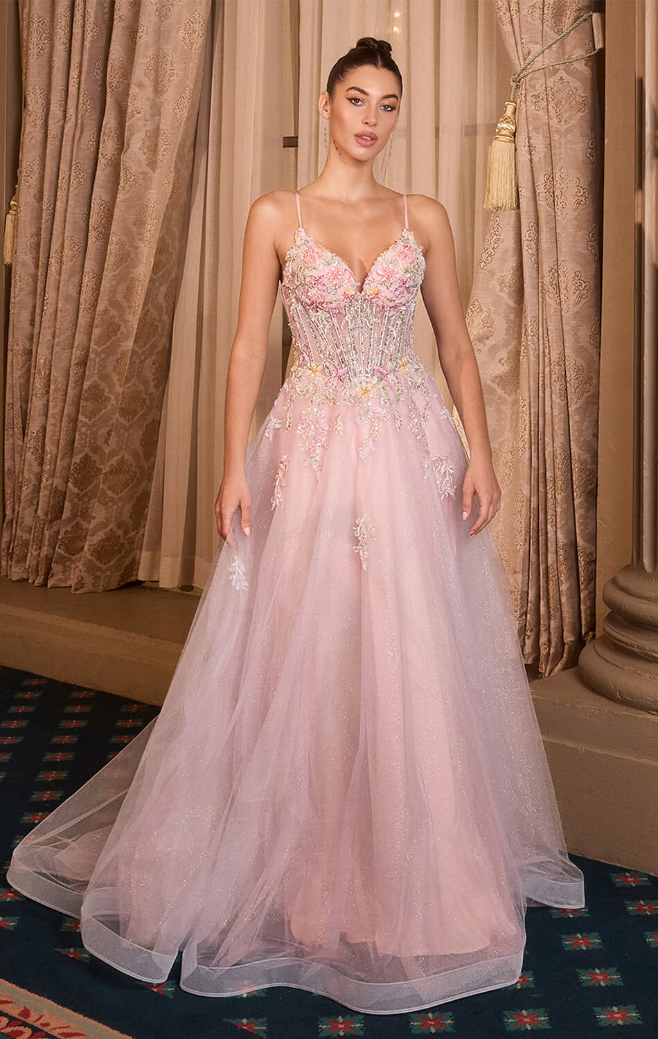 A1477 - Waltzing Beaded Bouquet Ball Gown - ANDREA & LEO