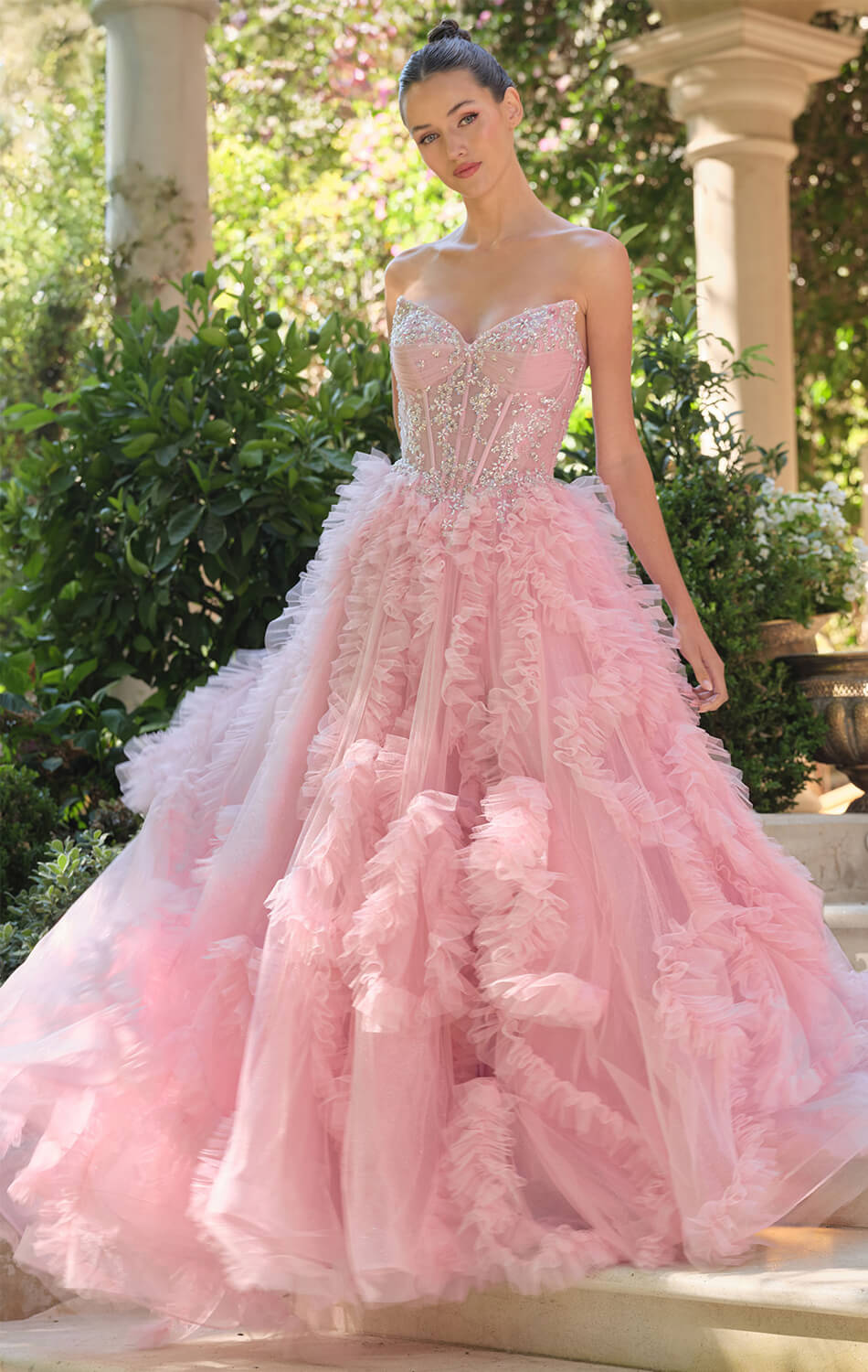 A1483 - Eloise Tulle Ruffle Ball Gown - Andrea & Leo