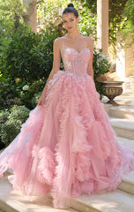 A1483 - Eloise Tulle Ruffle Ball Gown - Andrea & Leo
