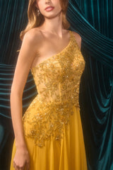 A1495 - Julia Jeweled Chiffon Gown - Andrea & Leo