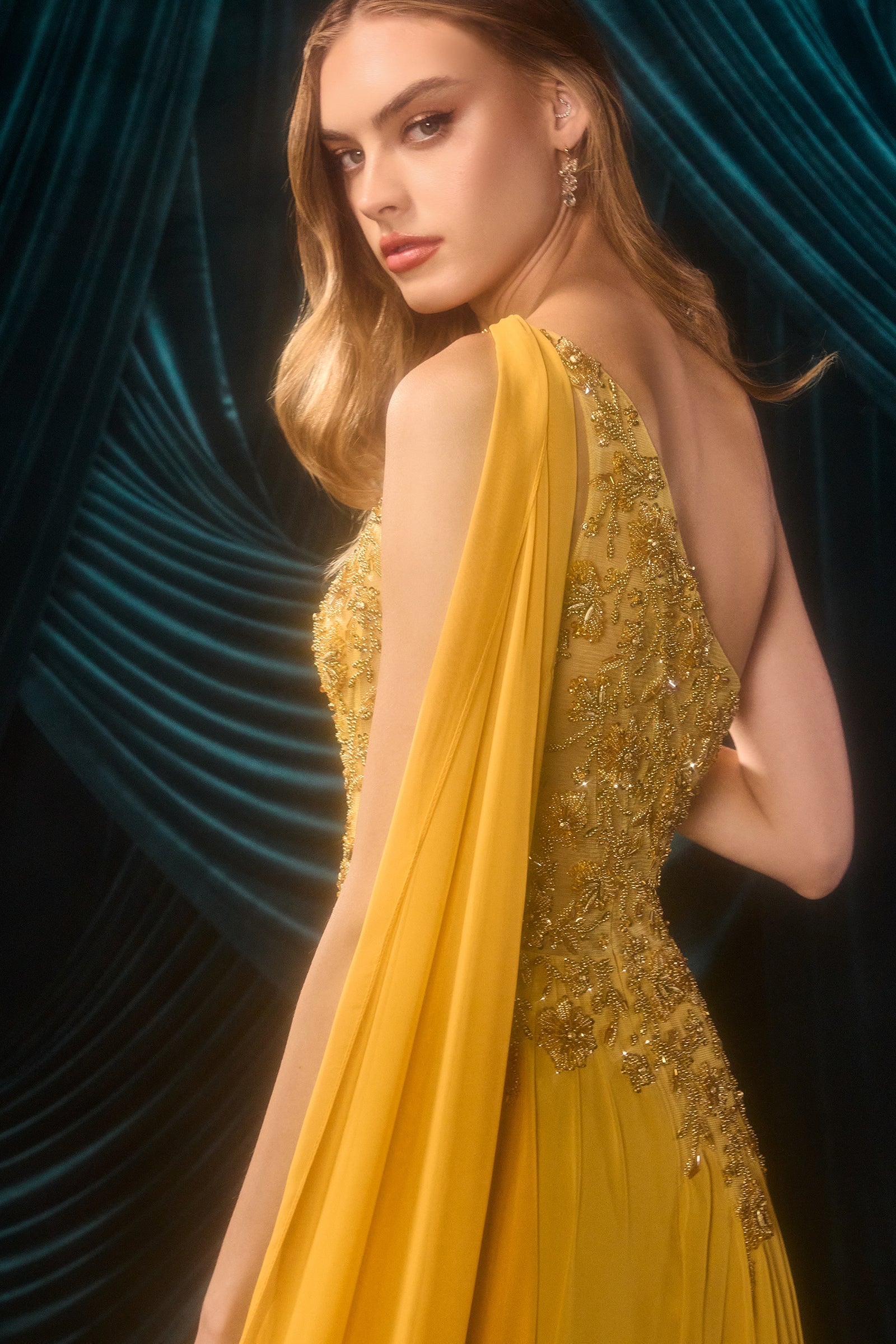 A1495 - Julia Jeweled Chiffon Gown - Andrea & Leo