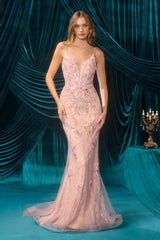 A1500 - Elektra Beaded Floral Gown - Andrea & Leo