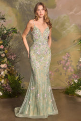A1500 - Elektra Beaded Floral Gown - Andrea & Leo