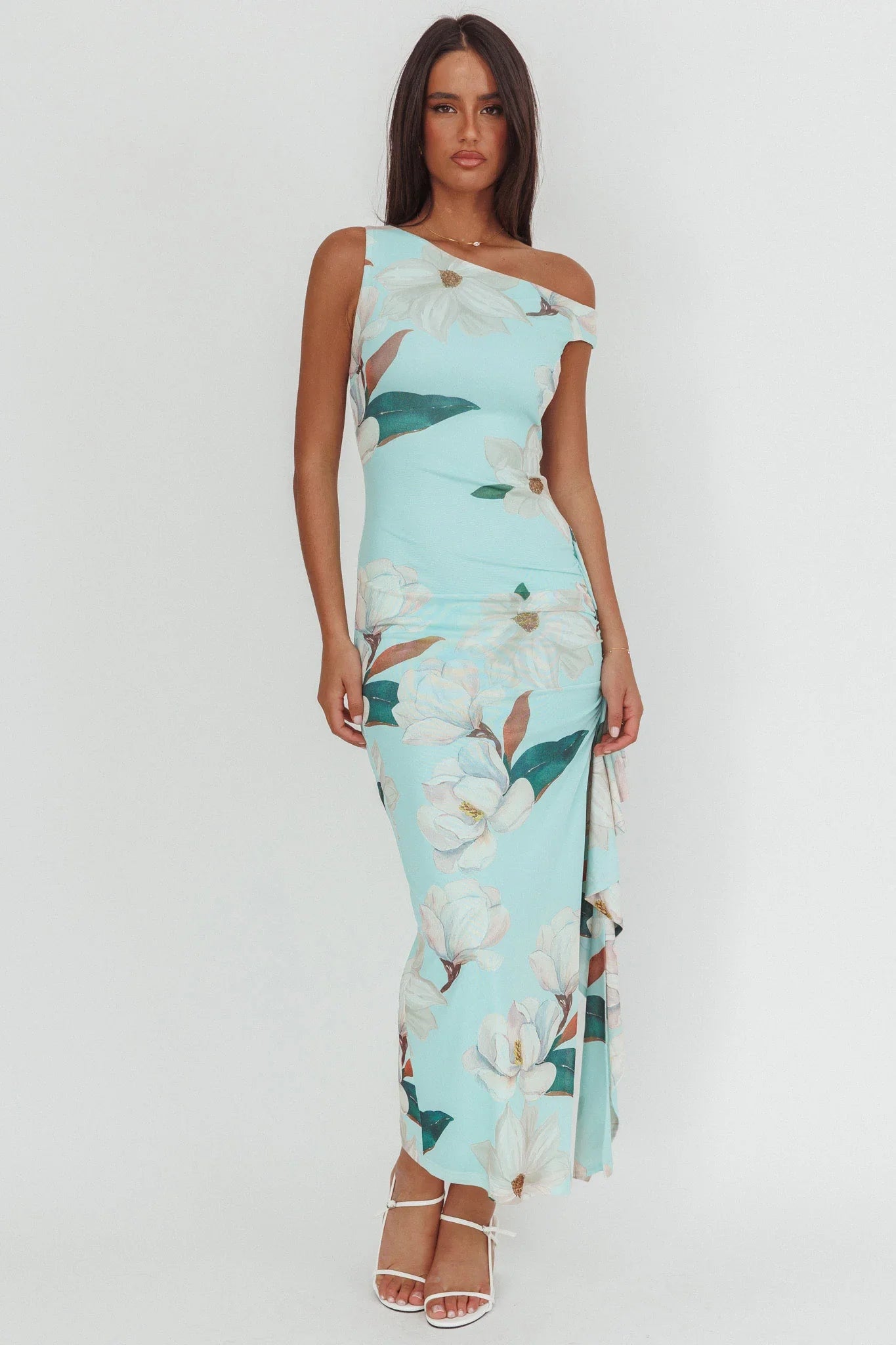 Amalfi Maxi Dress - Mint Floral Print Dress