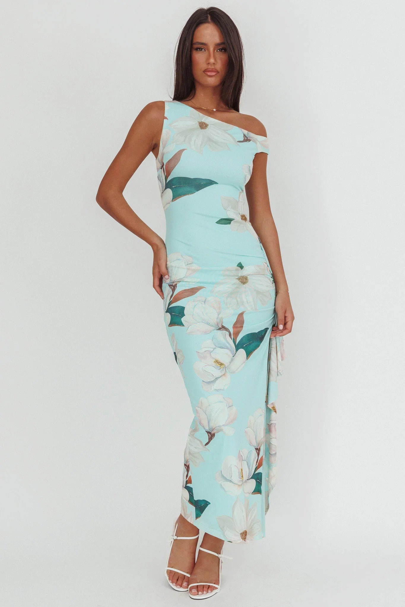 Amalfi Maxi Dress - Mint Floral Print Dress