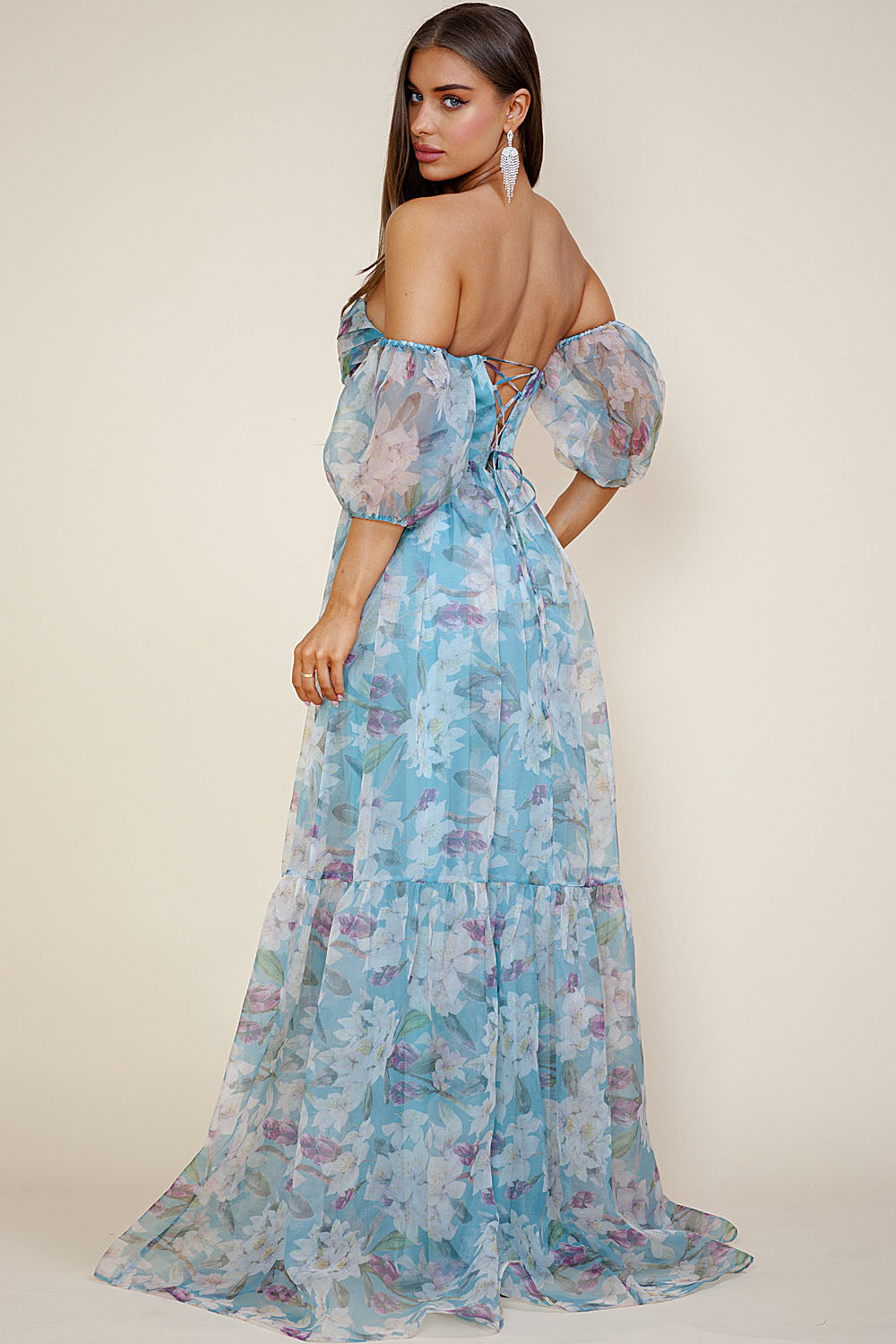 Breezy Maxi Dress - Floral Blue Organza