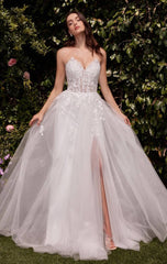 ELLEN GOWN - OFF WHITE - STRAPLESS A-LINE LACE & TULLE DRESS