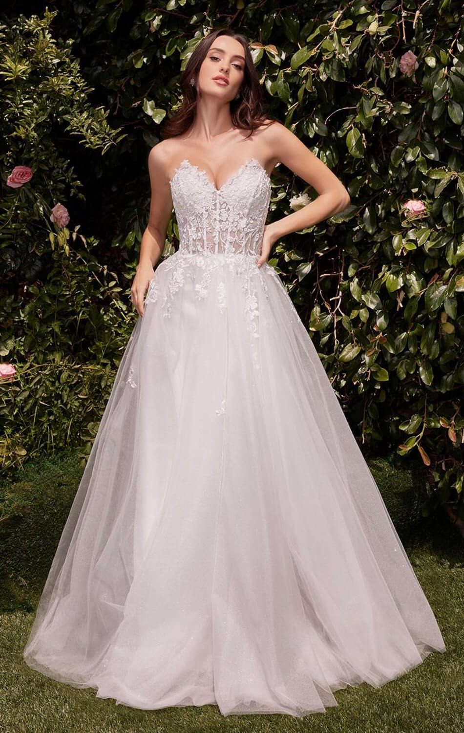 ELLEN GOWN - OFF WHITE - STRAPLESS A-LINE LACE & TULLE DRESS