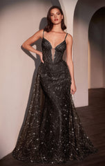 ANTONIA GOWN - GLITTER PRINT DRESS WITH OVERSKIRT