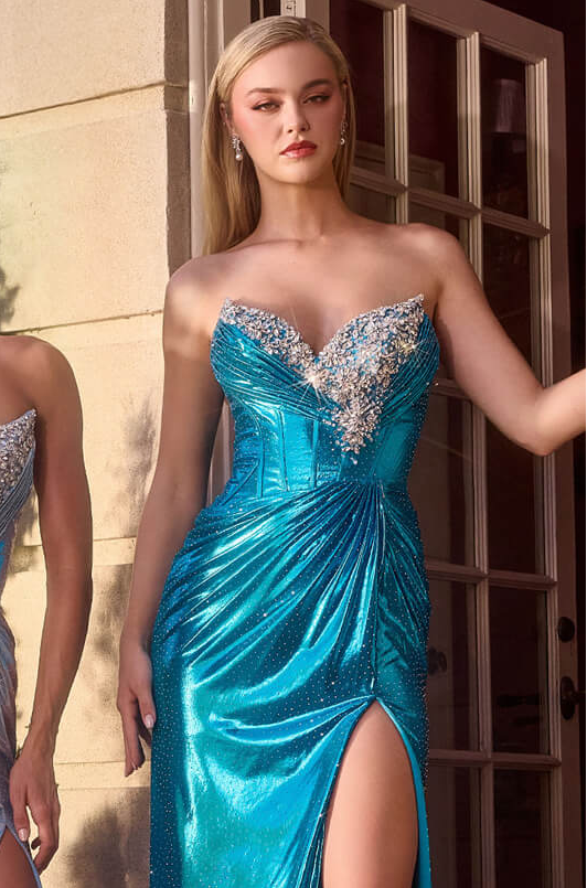 Atlantis Gown - Strapless Metallic Lamé Evening Dress