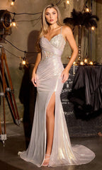 HOUSTON GOWN - METALLIC STRETCH DRESS WITH CORSET