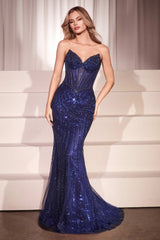 RENATA GOWN - V-NECK BEADED EVENING DRESS