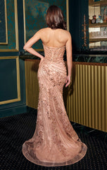 ARDEN GOWN - STRAPLESS FITTED EVENING DRESS WITH LINEAR BEADING
