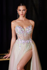 Violetta Gown - Floral Appliqué Corset A-Line Dress