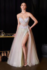 Violetta Gown - Floral Appliqué Corset A-Line Dress